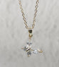 Necklace: Gold Butterfly (Zinc Base with Gold Overlay, Austrian Crystal Accent, Lobster Clasp)
