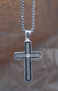 Necklace, Mens: Black Starburst (Stainless Steel, Austrian Crystal Accent, Lobster Clasp Closure)