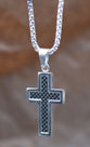 Necklace, Mens: Black Carbon Fiber (Stainless Steel, Carbon Fiber Accent, Lobster Clasp Closure)
