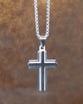 Necklace, Mens: Silver Cross (Stainless Steel, Lobster Clasp Closure)