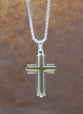 Necklace, Mens: Silver/Gold Cross (Stainless Steel, Lobster Clasp Closure)