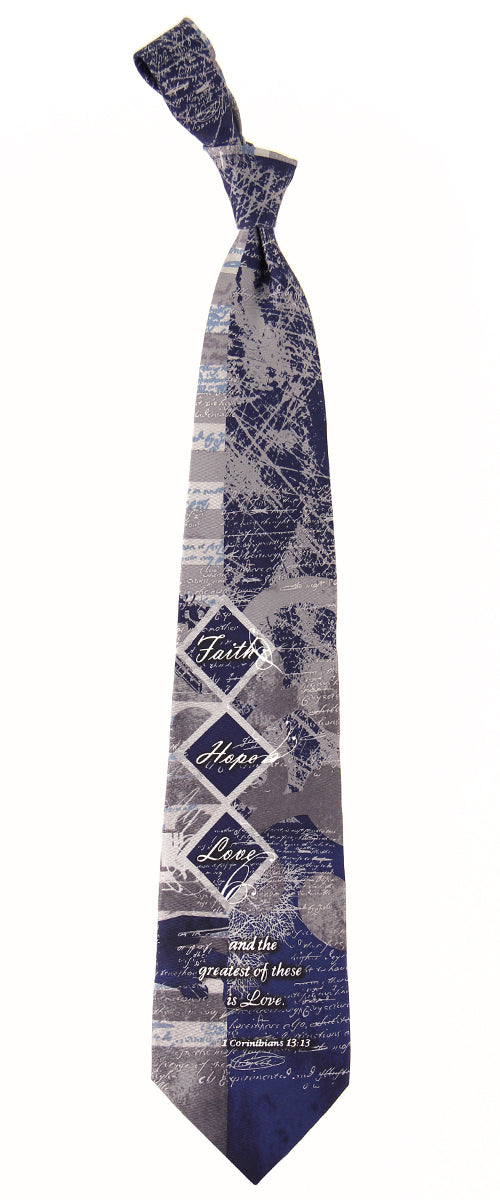 Silk Tie: Faith, Hope, Love Diamond