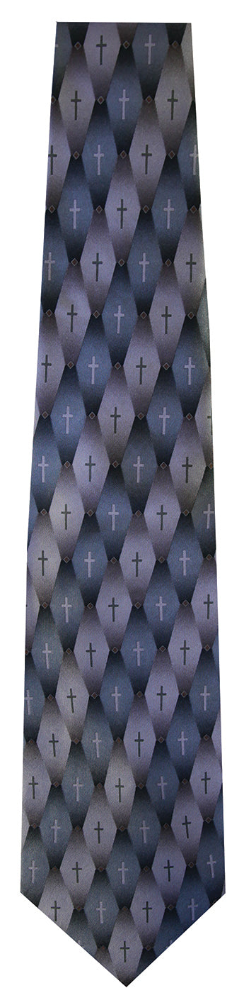 Silk Tie: Gradient Pattern Cross (Khaki)