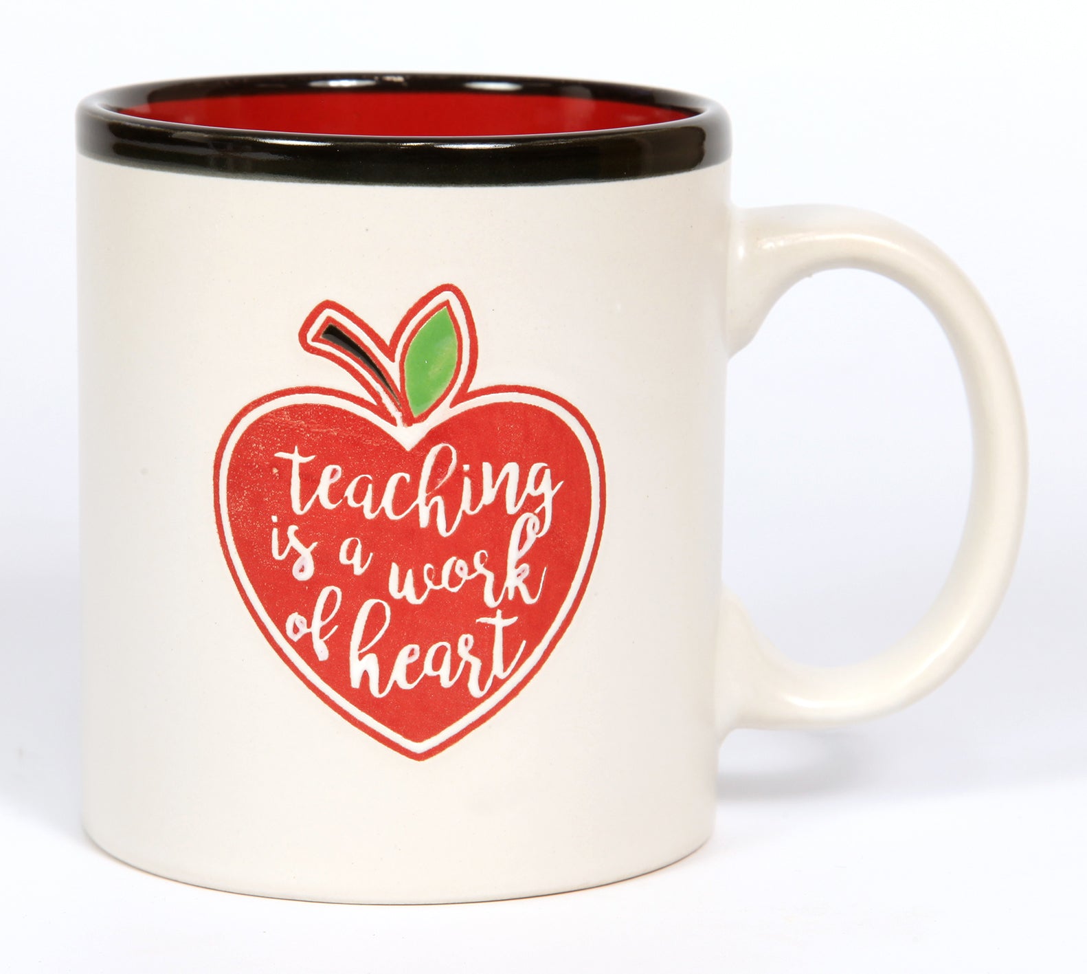 Ceramic Mug Teaching is a Work of Heart, White/Red/Black (384ml) (Teaching Is A Work Of Heart Series)