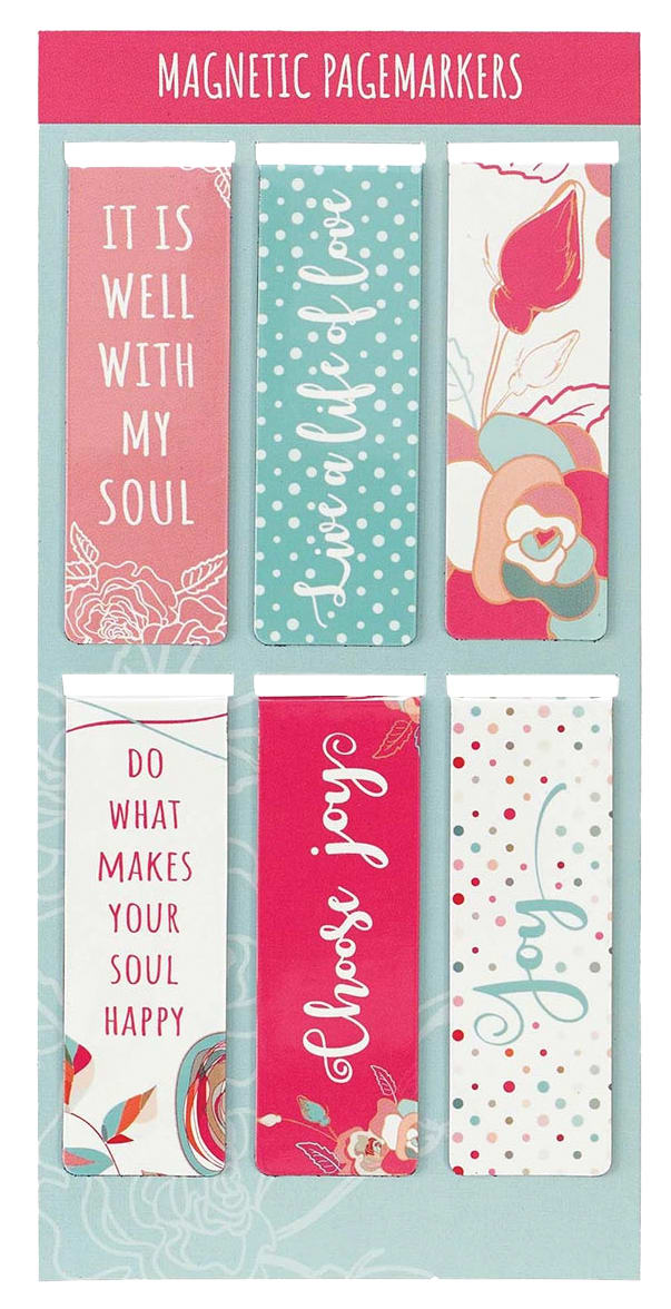 Bookmark Magnetic - set of 6: It is Well, Pinks (Well With My Soul Collection)