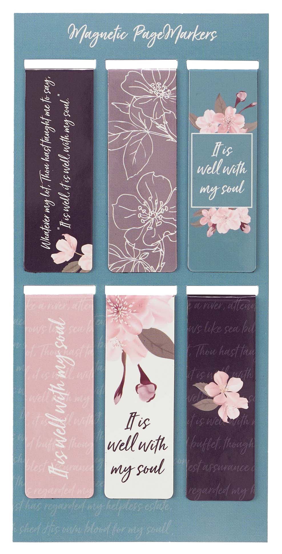 Bookmark Magnetic -set of 6: It is Well, Navy, Lavender, Teal (It Is Well Collection)