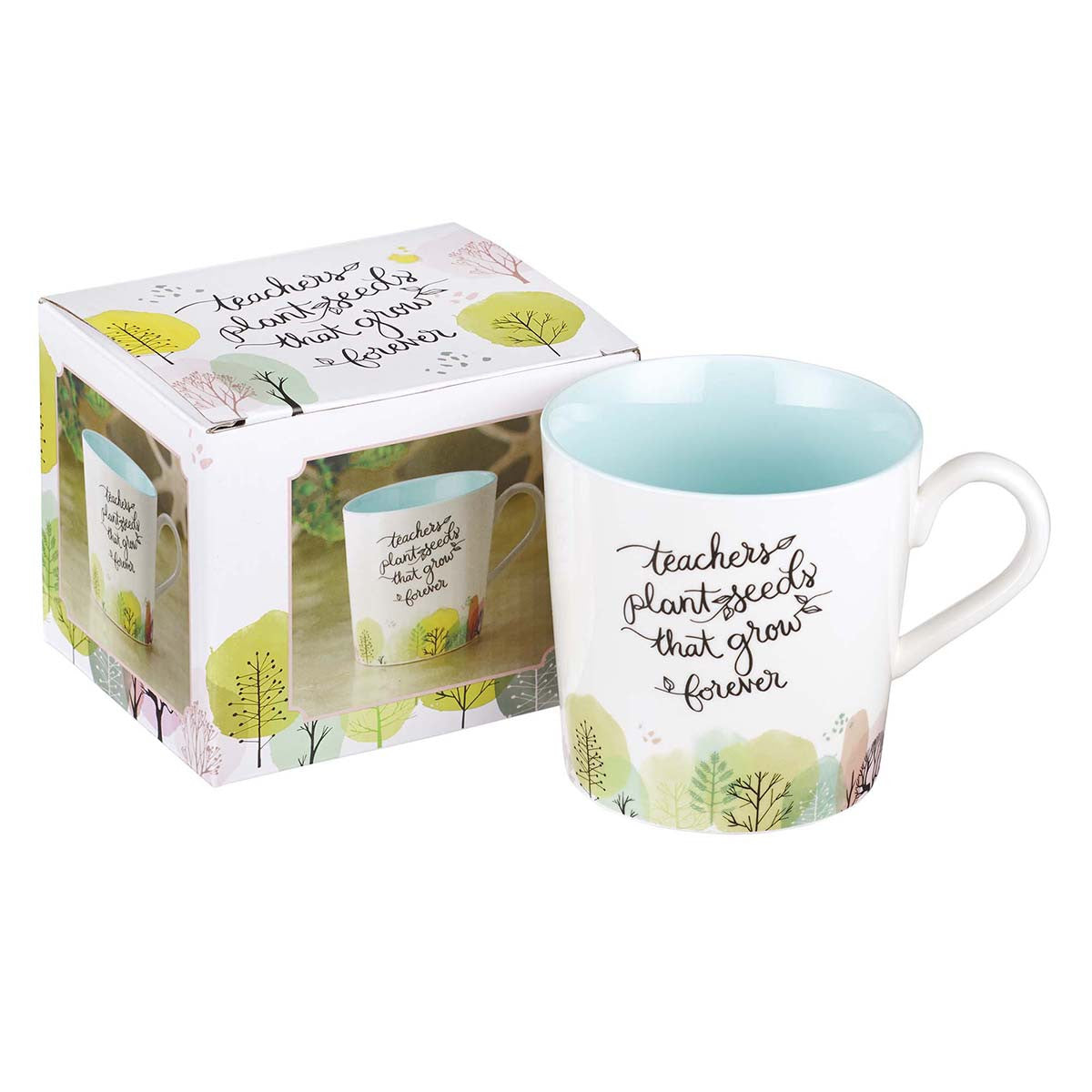 Ceramic Mug: Teachers Plant Seeds, Blue Inside (414ml)