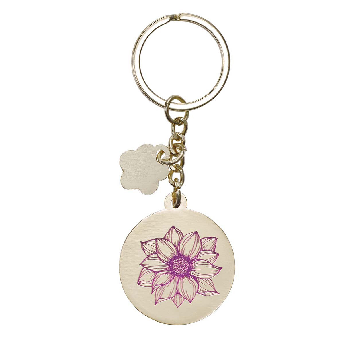 Keyring: Grow in Grace, Teal/Purple/Yellow Flower Epoxy Coated