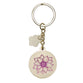 Keyring: Grow in Grace, Teal/Purple/Yellow Flower Epoxy Coated