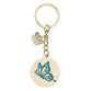 Keyring: Live By Faith, Purple/Yellow/Teal Butterfly Epoxy Coated