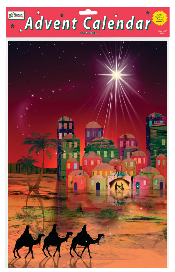 Advent Calendar: Guiding Star, Bible Text Or Nativity Story on Back of Windows