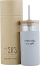 Tumbler, Glass With Bamboo Lid and Straw, 532ml: Every Day is a Gift, Comes in a Kraft Tube