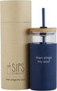 Tumbler, Glass With Bamboo Lid and Straw, 532ml: Then Sings My Soul, Navy, Comes in a Kraft Tube