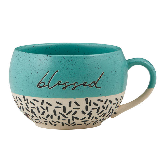 Ceramic Mug, 473ml: Blessed, Blue, Handcrafted Stoneware