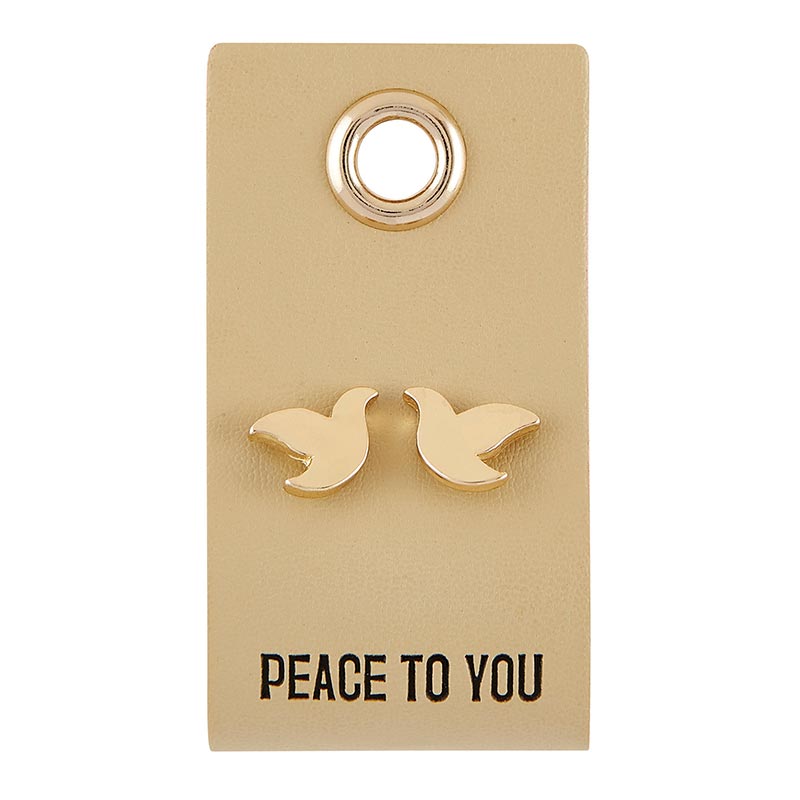 Earrings: Leather Tag Dove  (Zinc Alloy)