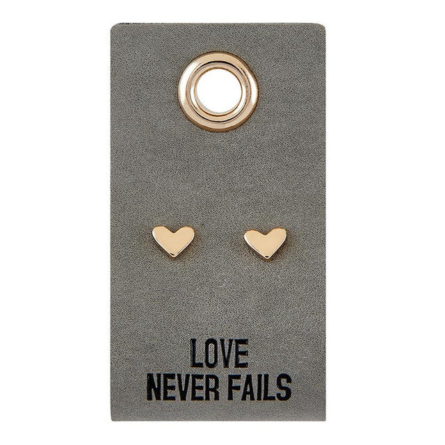 Earrings: Leather Tag Heart  (Zinc Alloy)