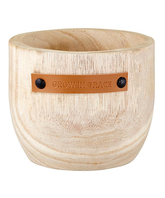 Planter-Grow In Grace (Paulownia Wood /Leather)