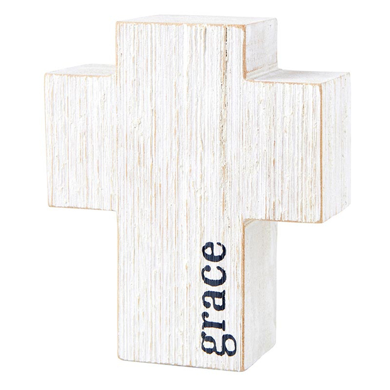 Cross: Grace, White (Paulownia Wood)