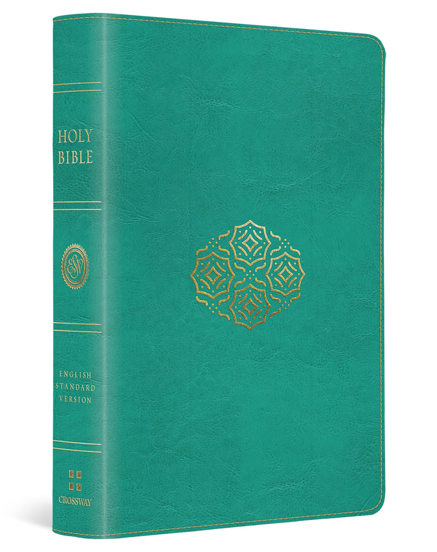 ESV Large Print Compact Bible Teal Bouquet Design (Red Letter Edition)
