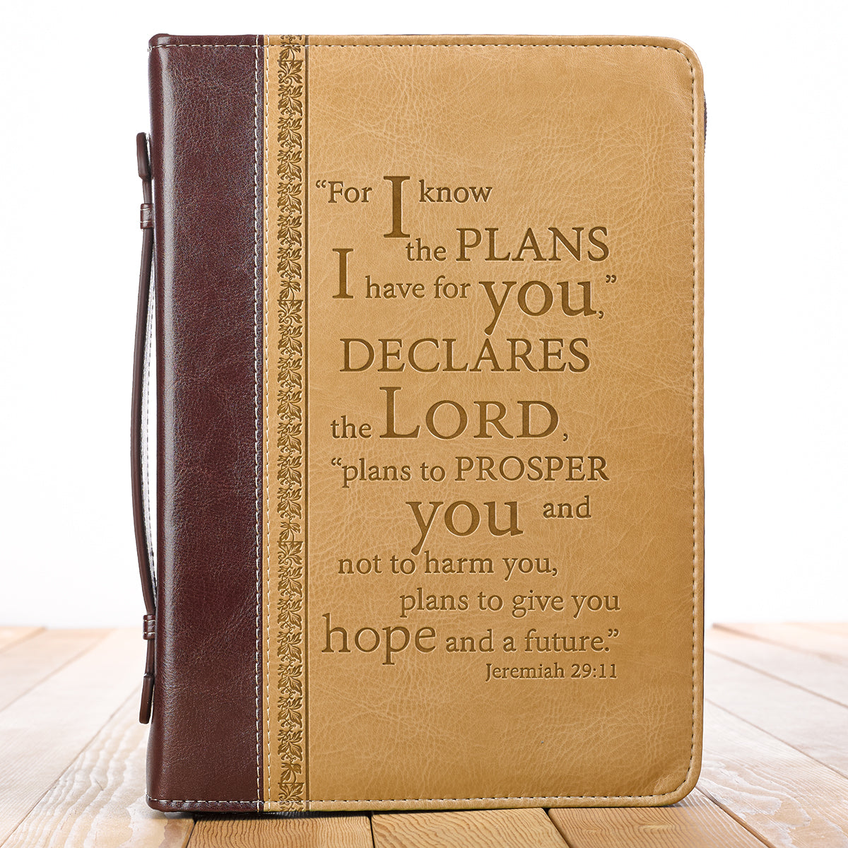 Bible Cover Extra Large: For I Know the Plans....Burgundy/Sand (Jer 29:11)