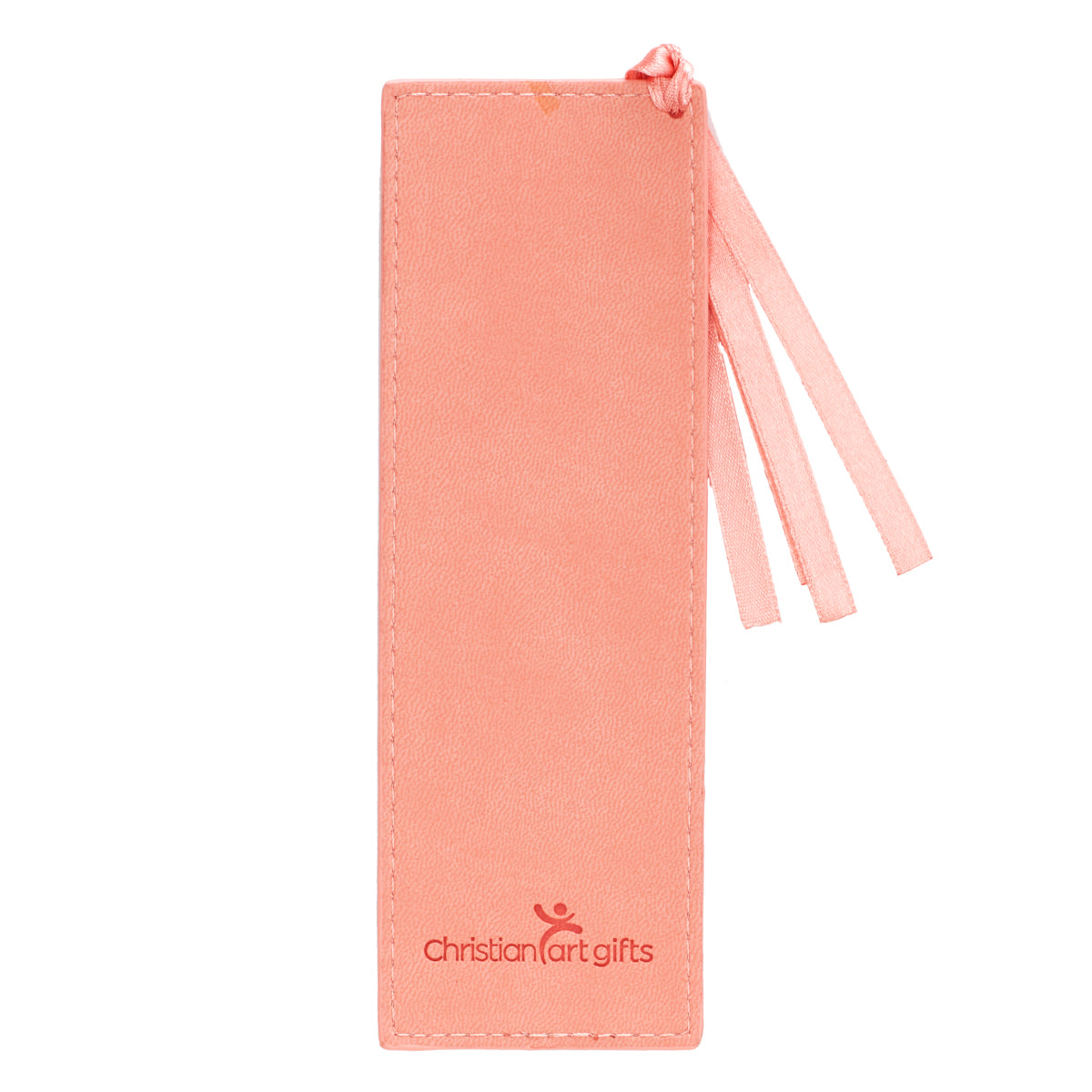 Bookmark: He Works All Things....Peach/Floral, Peach Ribbon Tassel (Romans 8:28)