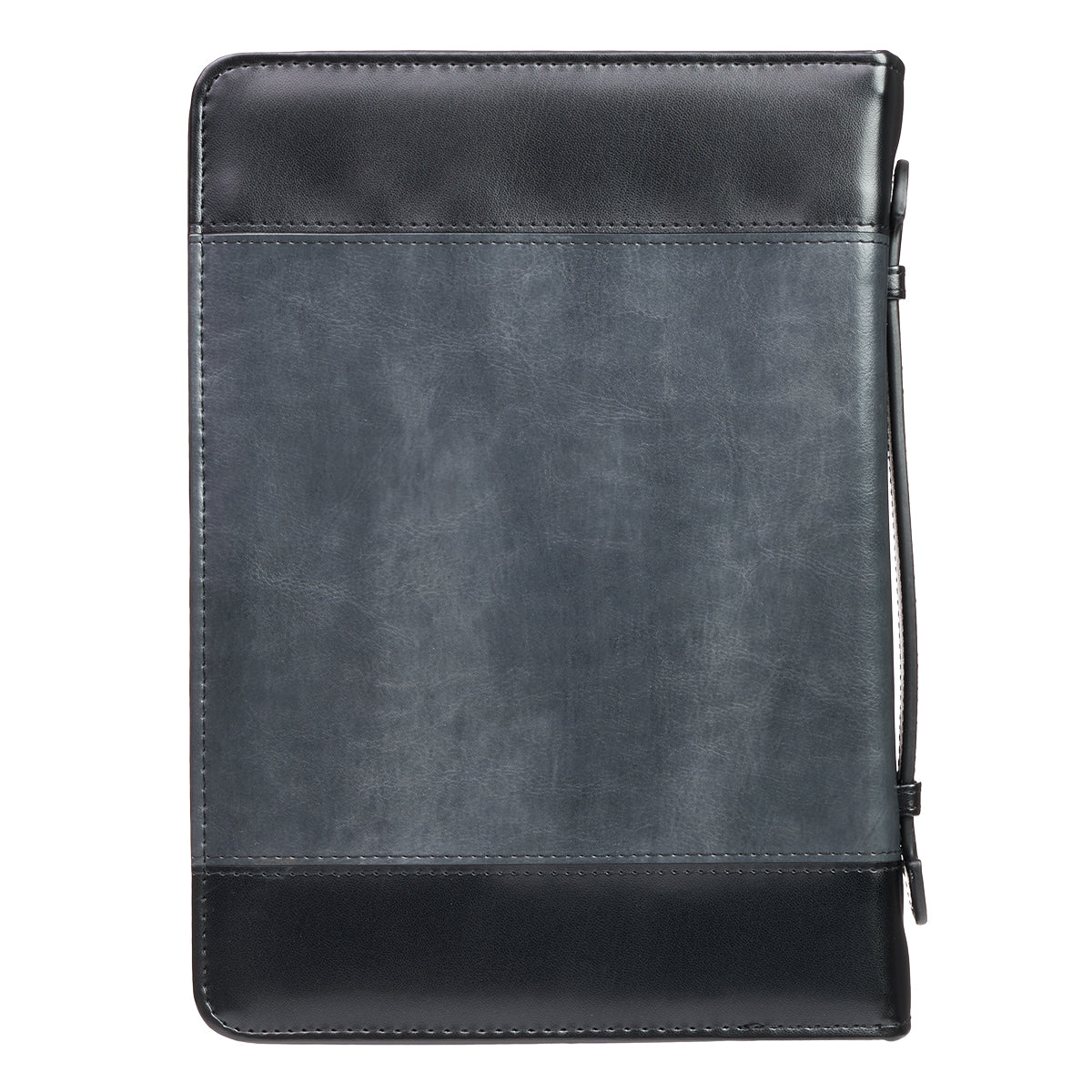 Bible Cover Large Classic, Be Strong & Courageous, Grey/Black Luxleather (Joshua 1: 9)