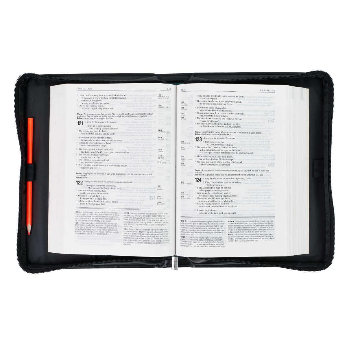Bible Cover Large Classic, Be Strong & Courageous, Grey/Black Luxleather (Joshua 1: 9)