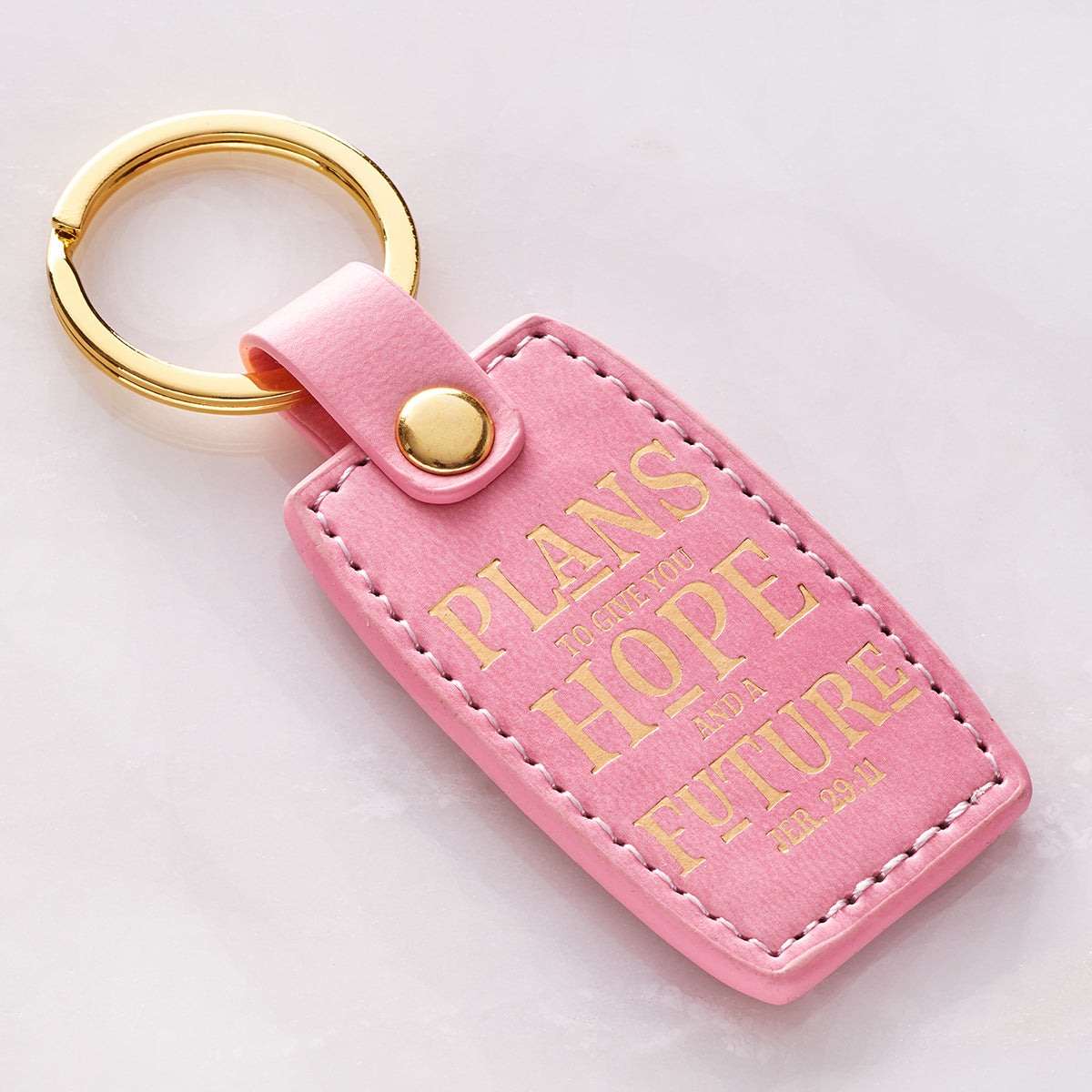 Luxleather Keyring: Plans to Give You Hope and a Future, Peach (Jer 29:11)