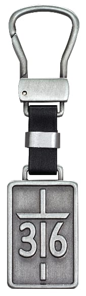 Metal Keyring in Tin: John 3:16 Cross, Scripture Verse Stamped on Front and Back
