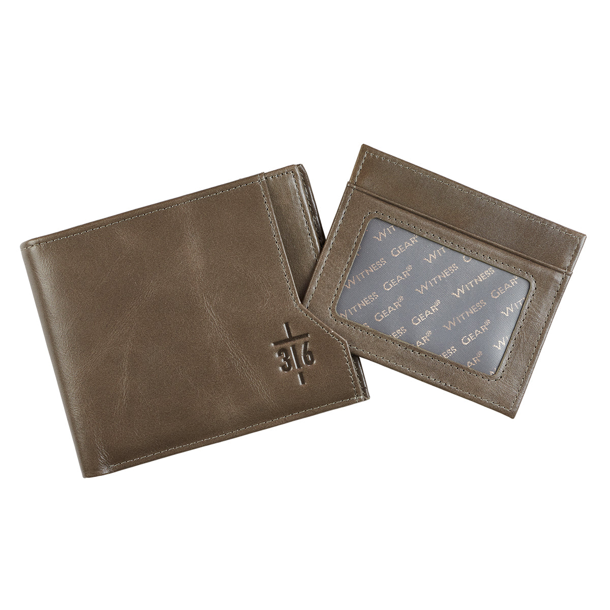 Leather Wallet: John 3:16 Cross, Taupe, Bi-Fold, Rfid-blocking, Gift Boxed