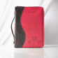 Bible Cover Extra Large: Love, Pink/Brown, Carry Handle Luxleather (1 Cor 13:4-8)