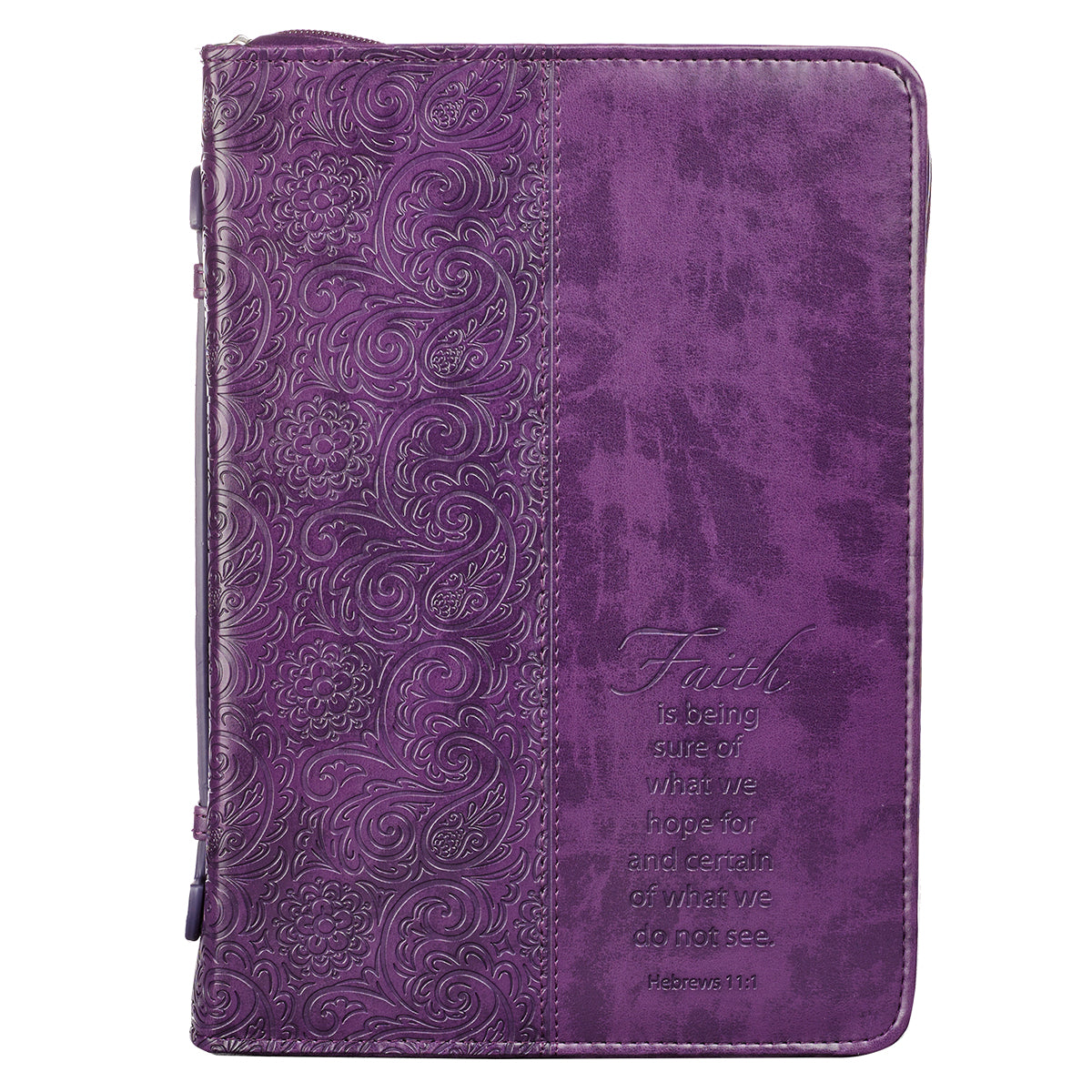 Bible Cover Extra Large: Faith, Purple Pattern, Carry Handle