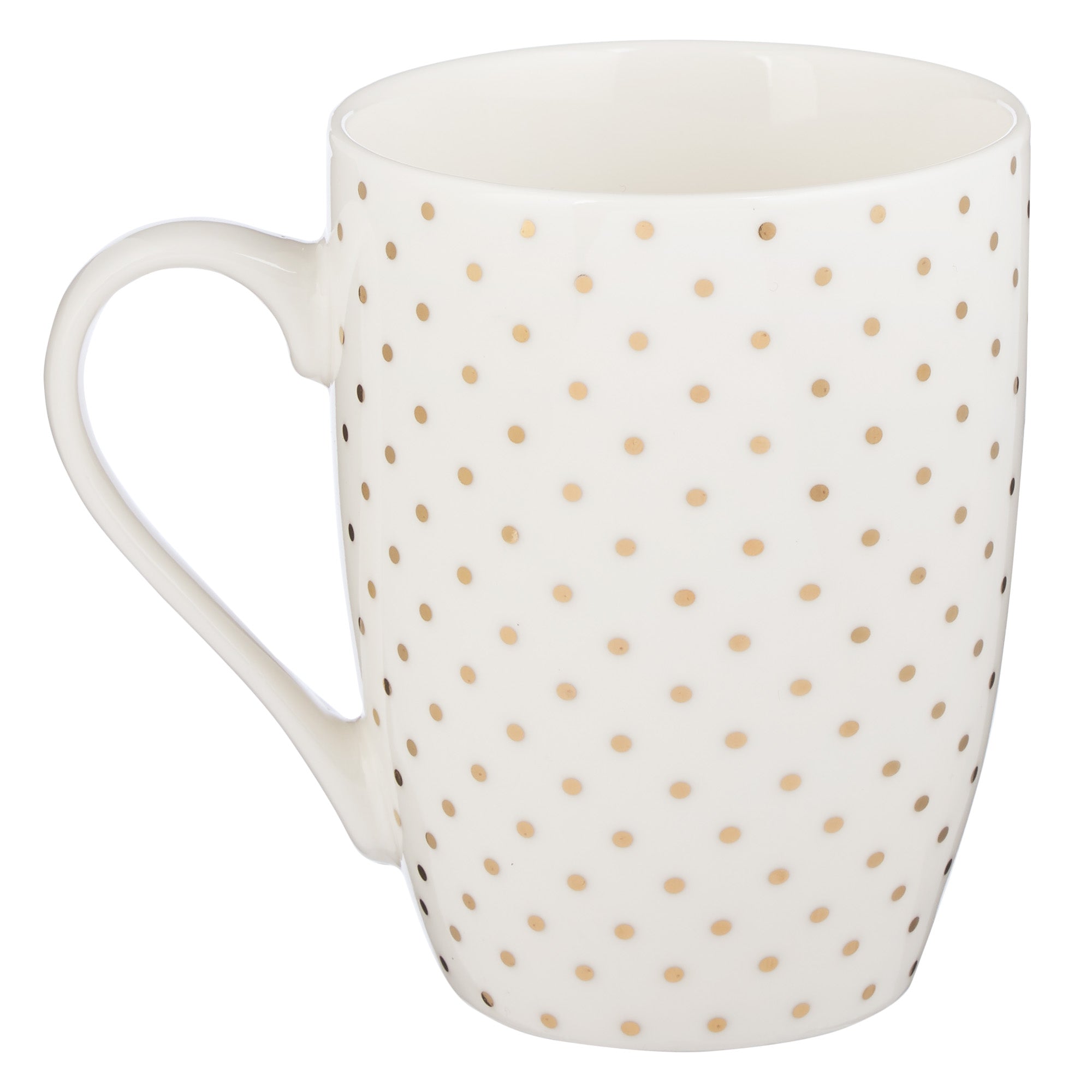 Ceramic Mug: She is Clothed With Strength & Dignity, White/Gold Foiled (Prov 31:25)