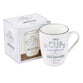 Ceramic Mug: My Cup Overflows With Blessings, White/Grey-Blue (Psalm 23:5)