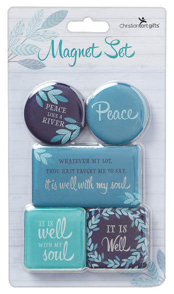 Magnetic Set of 5 Magnets: Peace Like a River, Blue/Turquoise