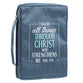Bible Cover Poly Canvas Large: All Things Through Christ, Denim, Carry Handle