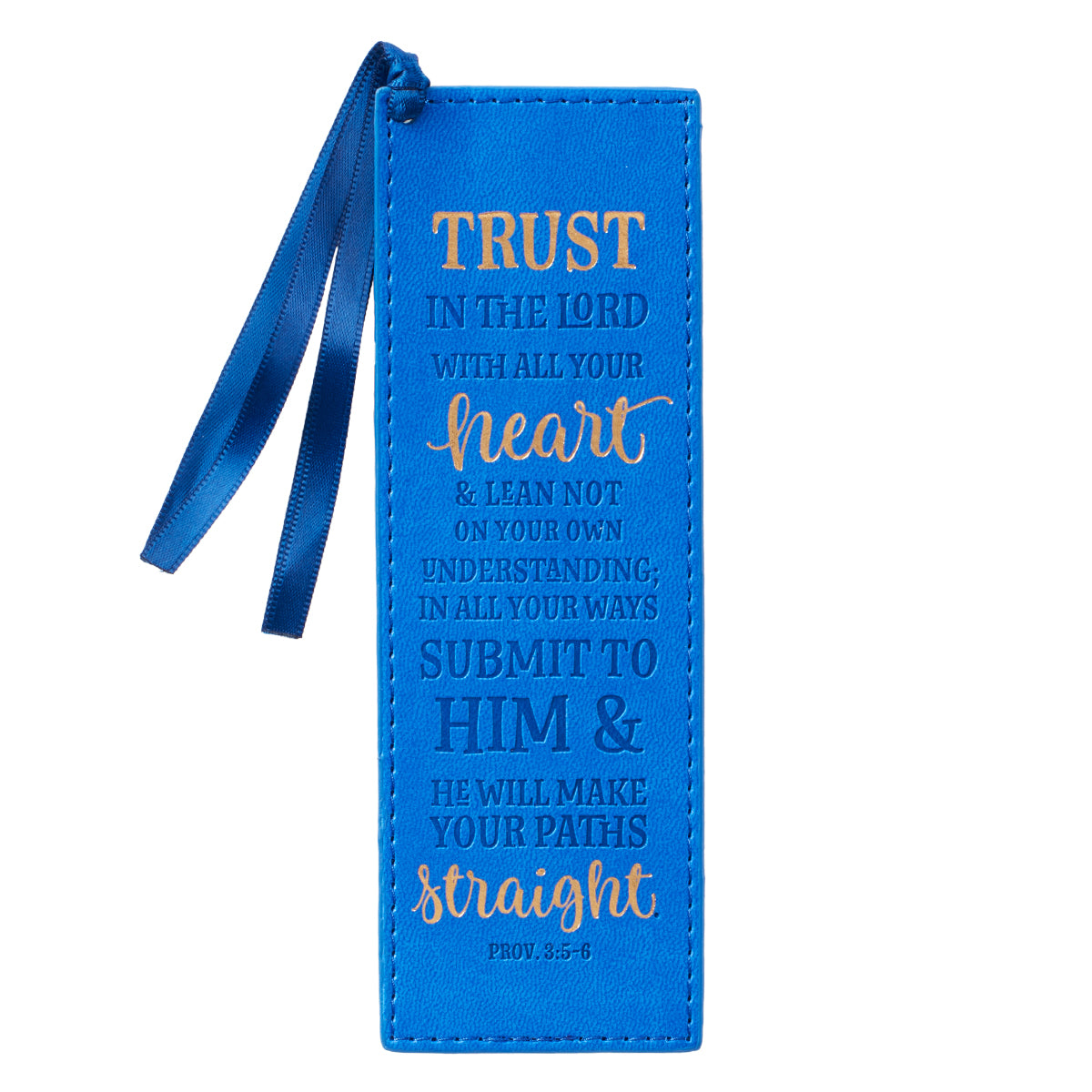 Bookmark: Trust in the Lord, Blue/Blue Ribbon (Prov 3:5-6)