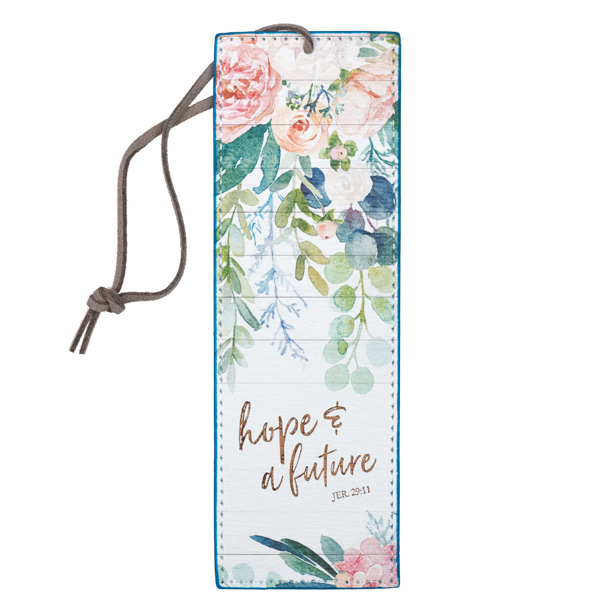 Bookmark: Hope & a Future, Floral/Brown Cord Tassel (Jer 29:11)