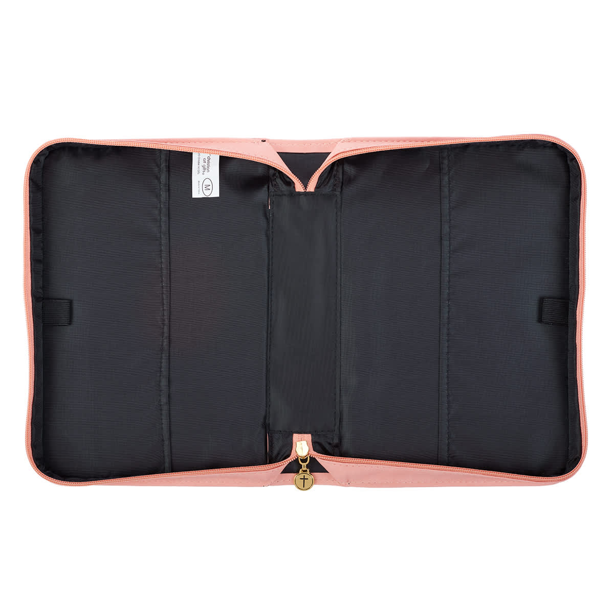 Bible Cover Trendy Large He Works All Things For the Good...Peach/Floral (Romans 8: 28)