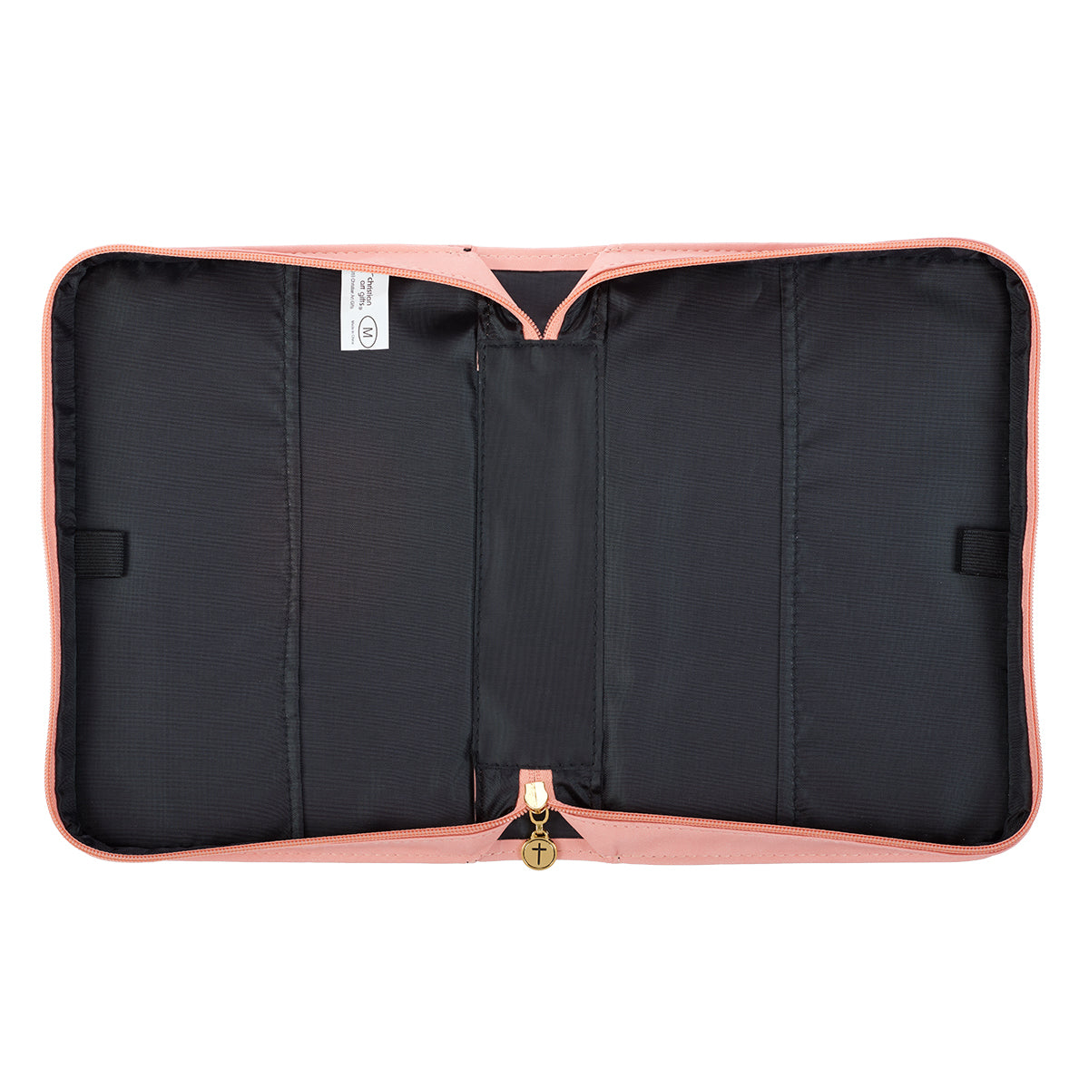 Bible Cover Trendy Medium, He Works All Things For the Good....Peach/Floral Luxleather (Romans 8: 28)
