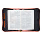 Bible Cover Trendy Medium, He Works All Things For the Good....Peach/Floral Luxleather (Romans 8: 28)