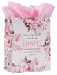Gift Bag Medium: Trust in the Lord, Pink Floral (Proverbs 3:5)