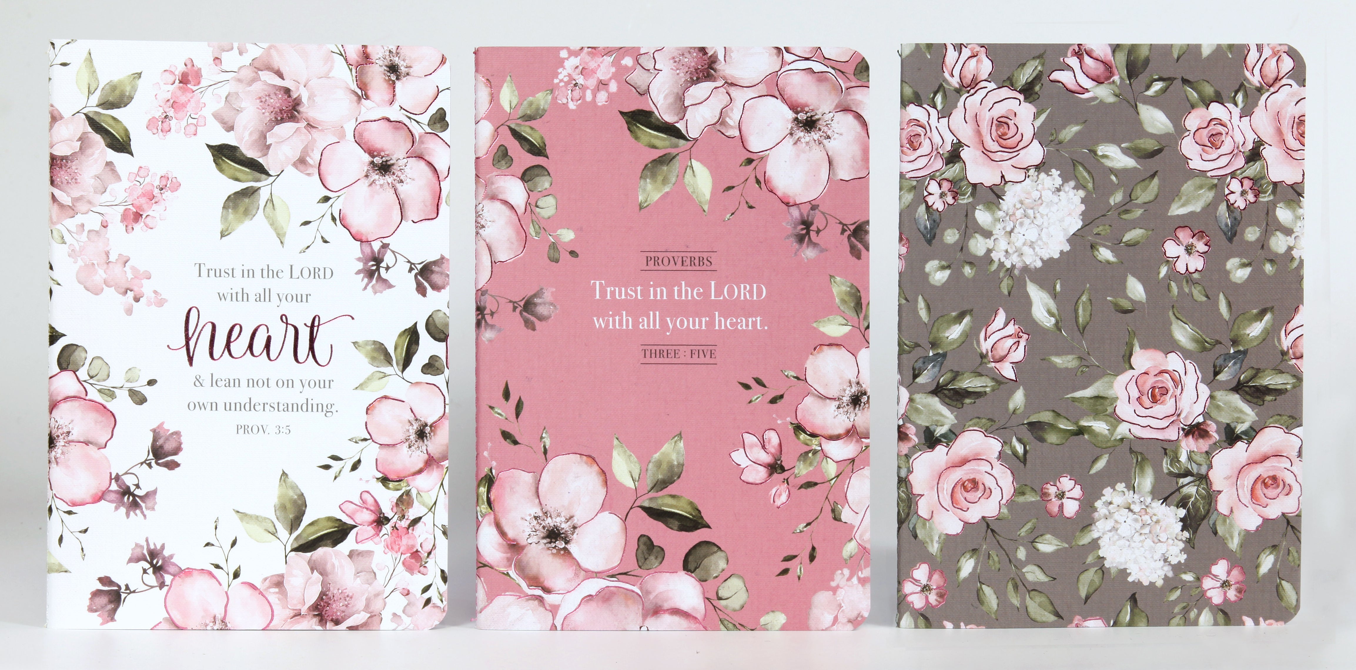 Notebook: Trust in the Lord, Pink/Purple Floral (Proverbs 3:5) (Set Of 3)