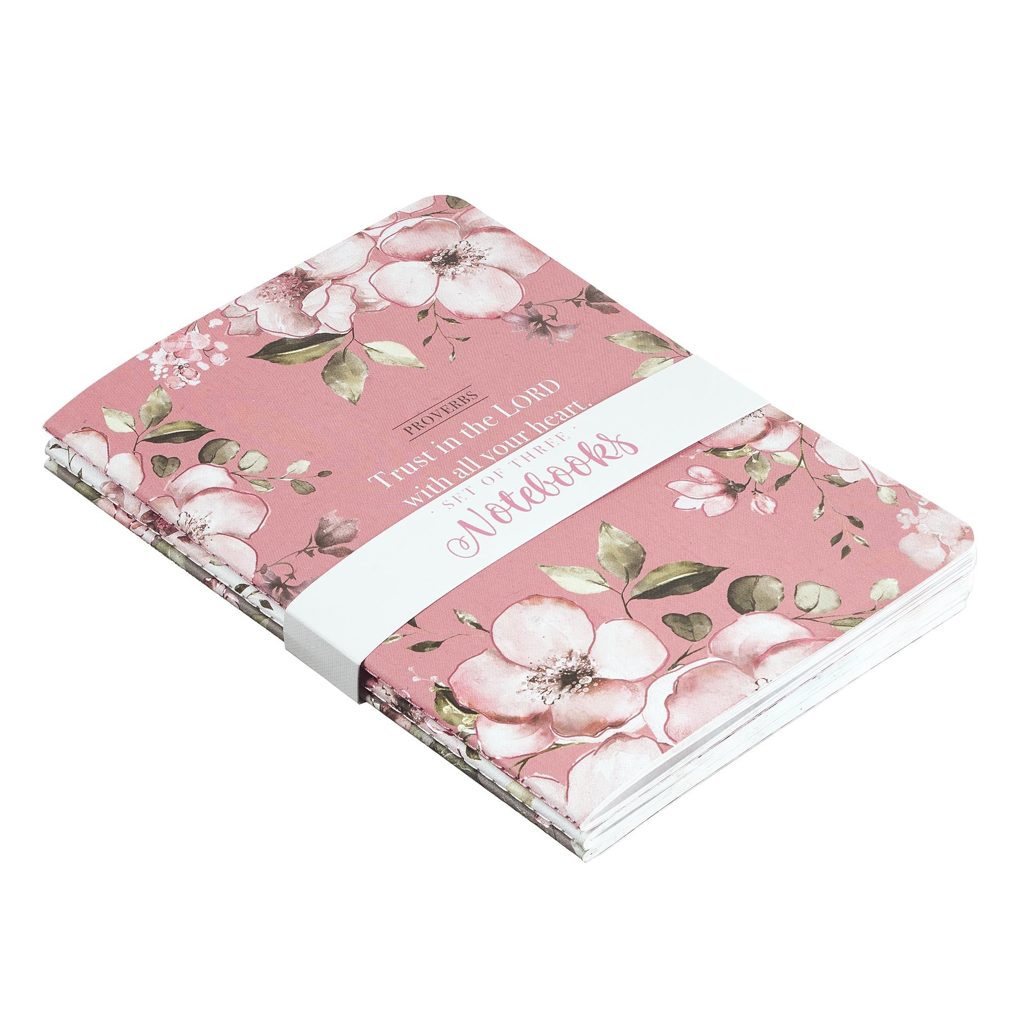 Notebook: Trust in the Lord, Pink/Purple Floral (Proverbs 3:5) (Set Of 3)