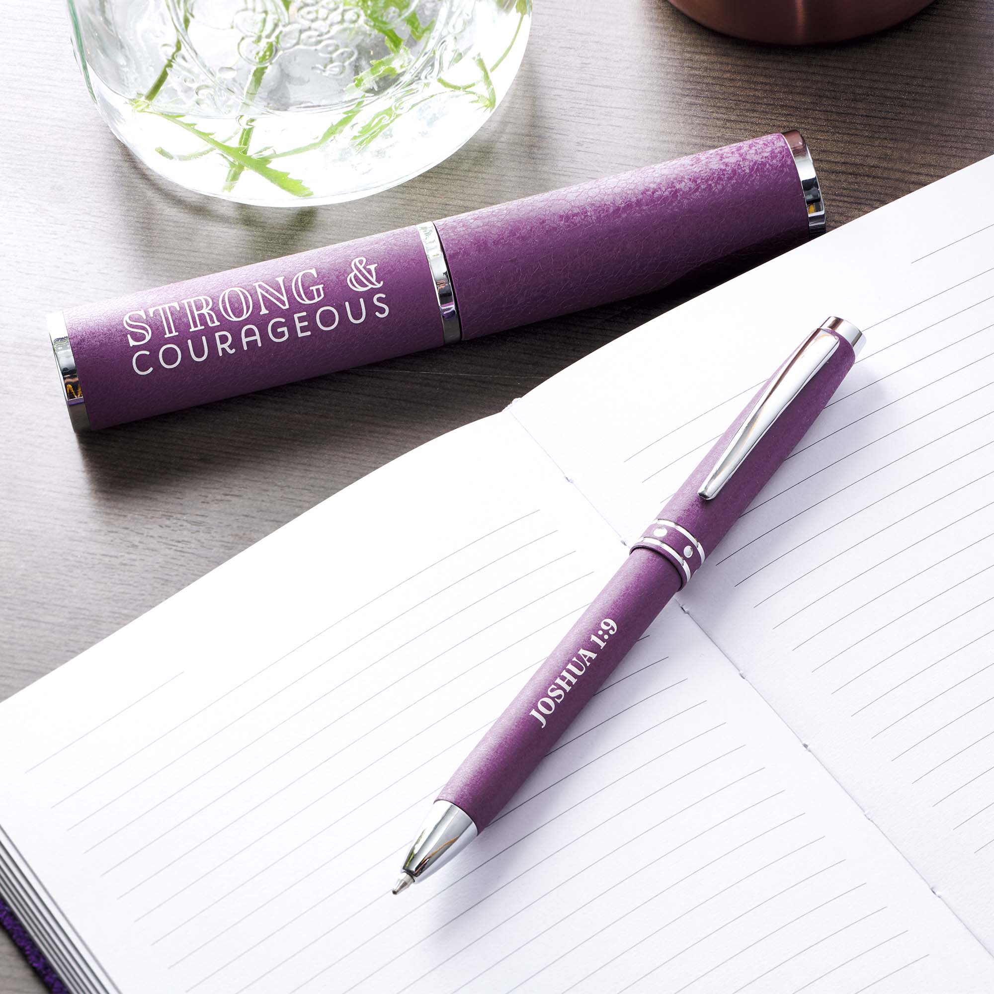 Ballpoint Hologram Pen: Strong & Courageous, Purple/Gold