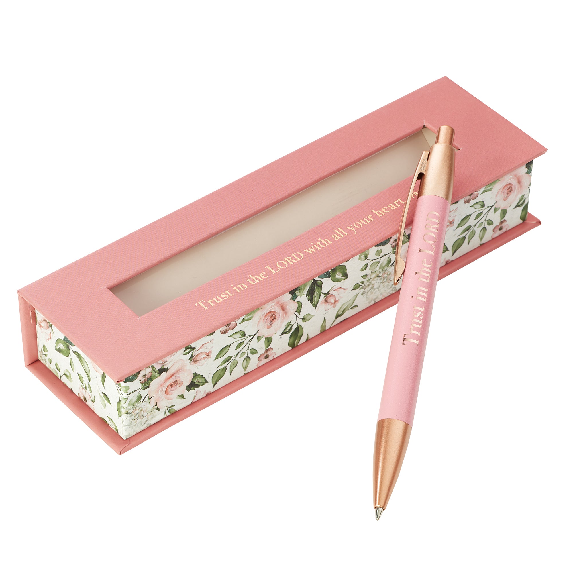 Ballpoint Pen in Gift Box: Trust in the Lord, Pink Floral (Proverbs 3:5)