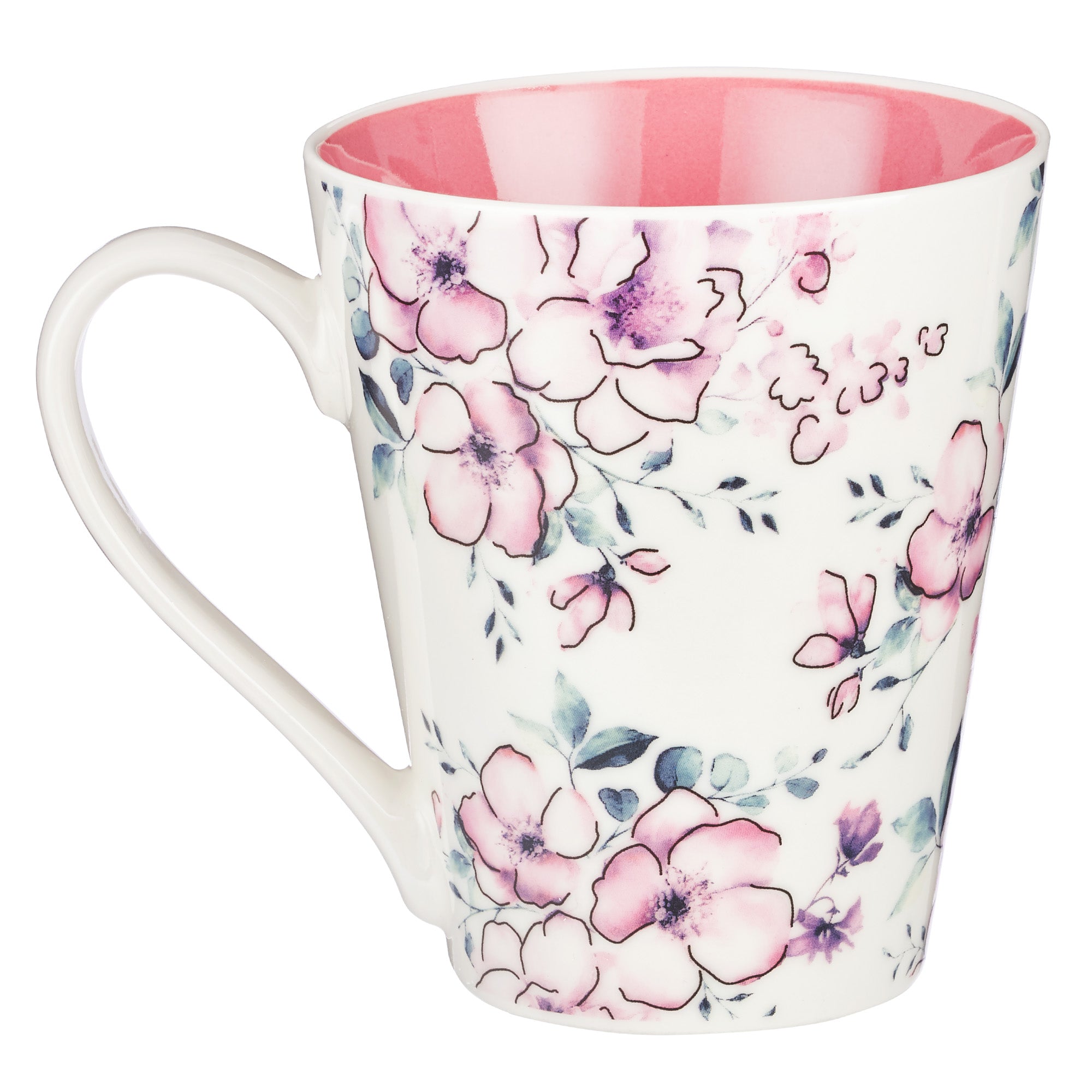 Ceramic Mug: Trust in the Lord, Pink Floral (Proverbs 3:5) (414ml)