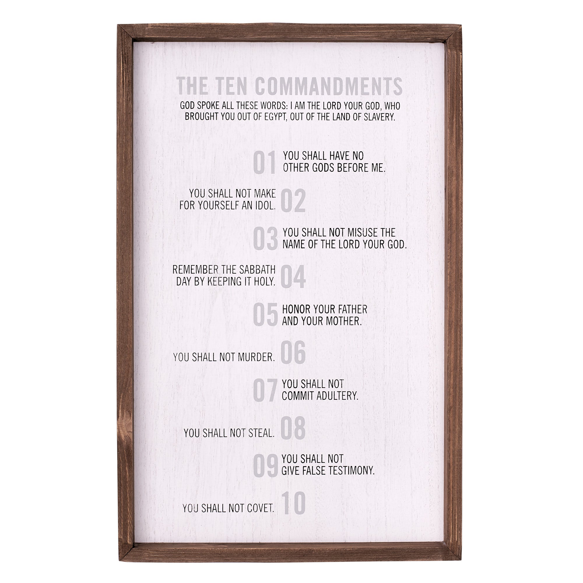 Wall Plaque: The Ten Commandments, Cream/Brown Frame (Mdf)