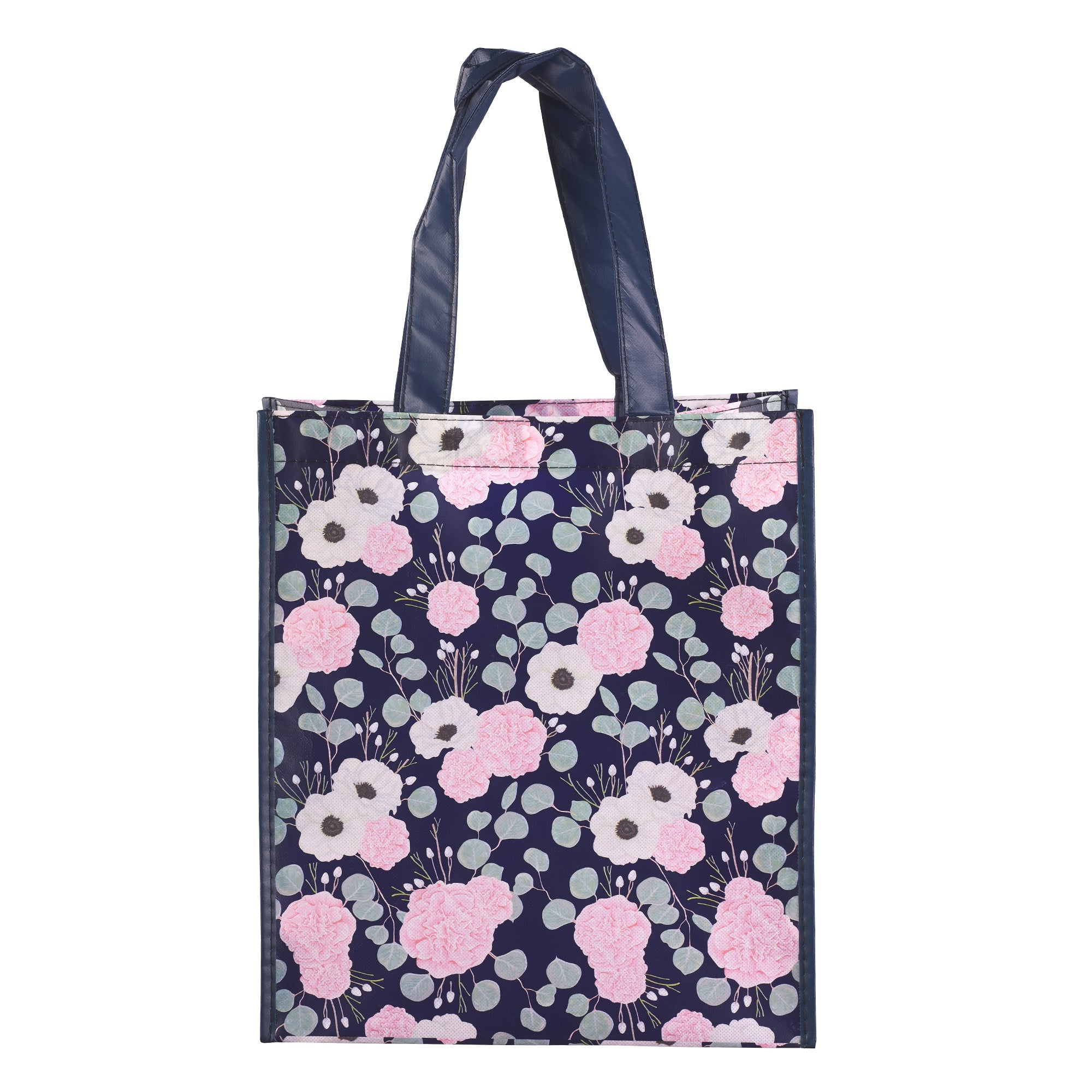 Reusable Tote Bag: Be Still & Know, Navy/Floral (Psalm 46:10)