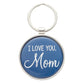 Metal Keyring in Tinbox: I Love You Mom, Round, Blue